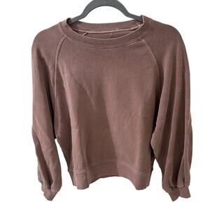 Outerknown Cropped Oversized Raglan Sleeve Sweatshirt Brown Women, Small